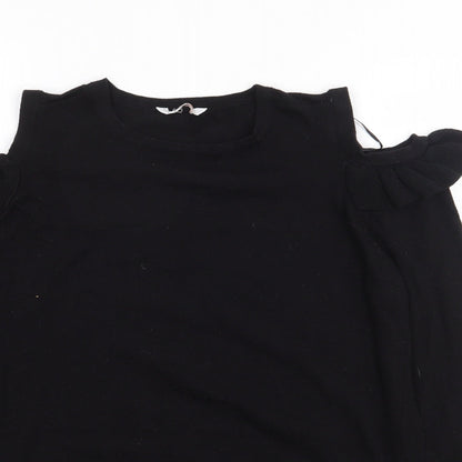 C&A Womens Black Round Neck  Polyester Pullover Jumper Size S