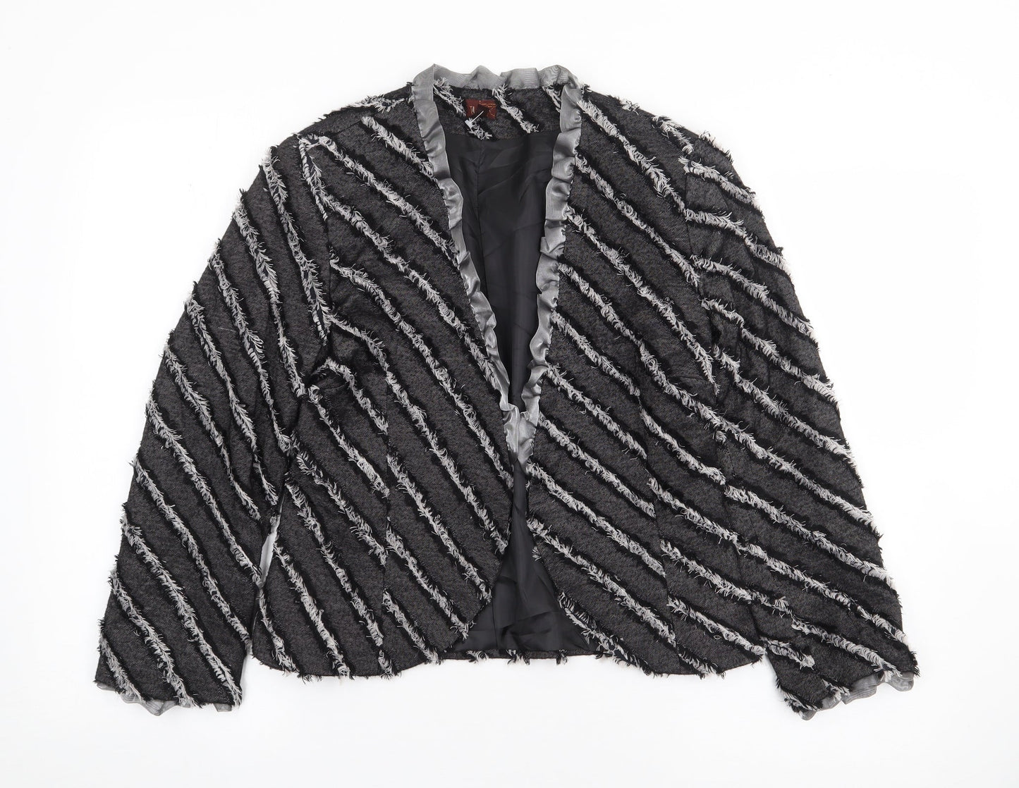 Tilber Womens Grey Geometric  Jacket Blazer Size 10