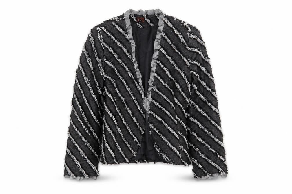 Tilber Womens Grey Geometric  Jacket Blazer Size 10