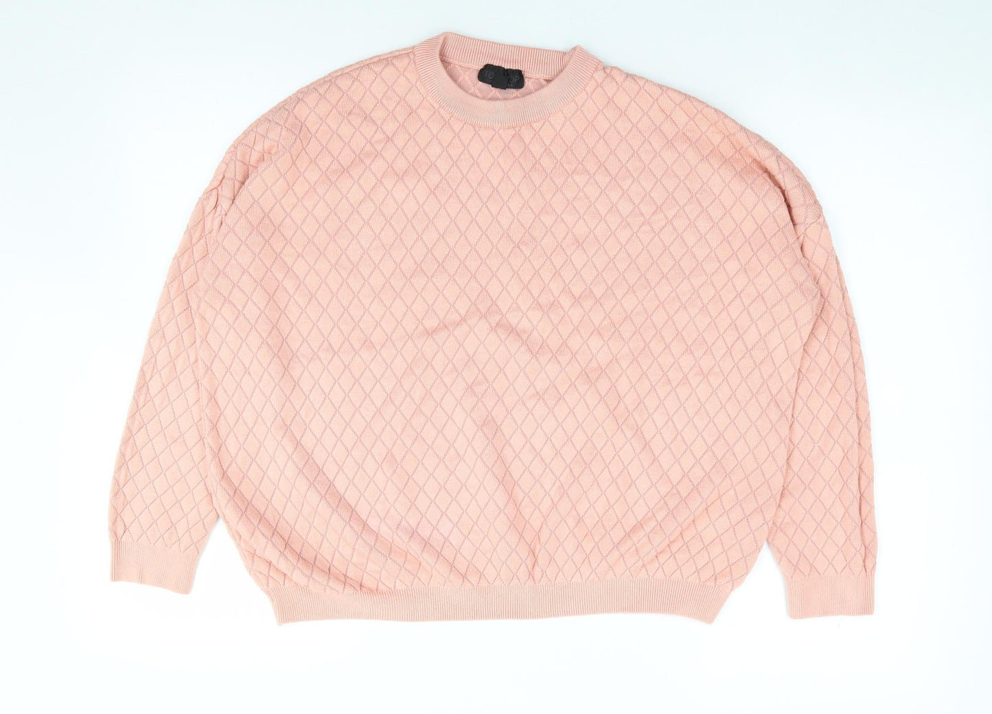 Topshop Womens Pink Crew Neck  Acrylic Pullover Jumper Size 8