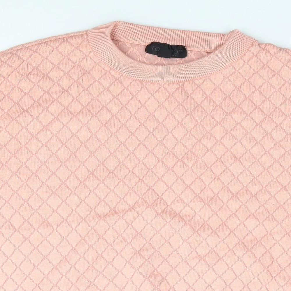 Topshop Womens Pink Crew Neck  Acrylic Pullover Jumper Size 8