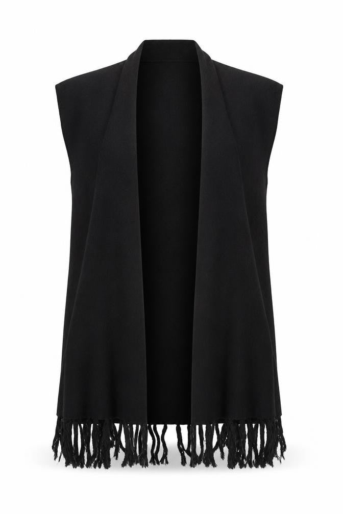 Primark Womens Black   Gilet Waistcoat Size S   - Tassles