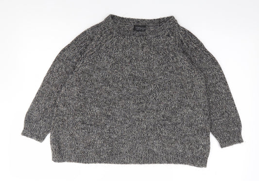 Topshop Womens Grey Round Neck  Acrylic Pullover Jumper Size 10