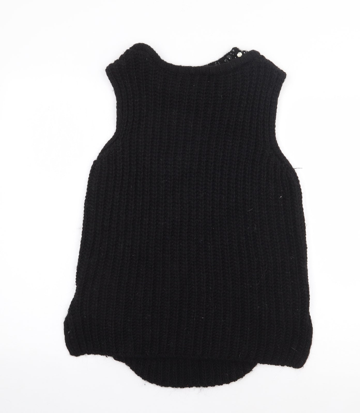 Zara Womens Black Round Neck  Acrylic Pullover Jumper Size S