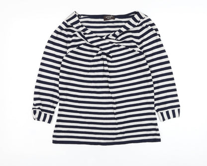 Principles Womens Grey V-Neck Striped Viscose Pullover Jumper Size 12