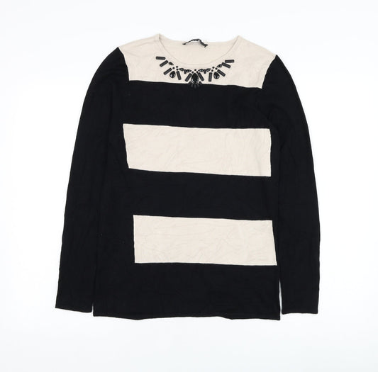 Coast Womens Black Round Neck  Viscose Pullover Jumper Size S