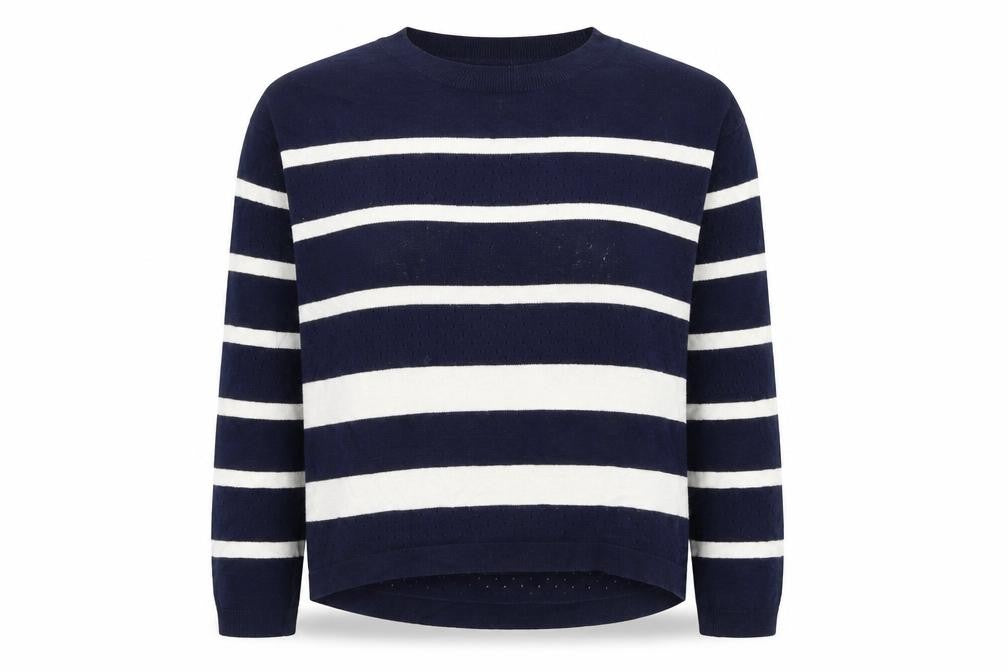 Gap Womens Blue Round Neck Striped Camel Pullover Jumper Size S
