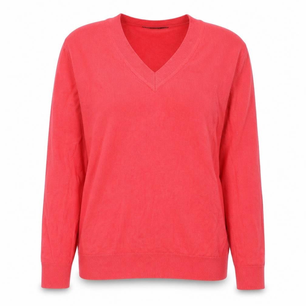 Marks & Spencer Womens Pink V-Neck  Cotton Pullover Jumper Size S