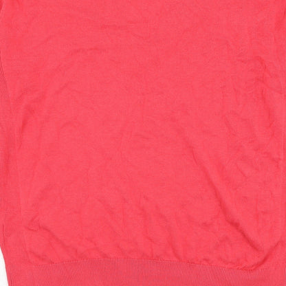 Marks & Spencer Womens Pink V-Neck  Cotton Pullover Jumper Size S