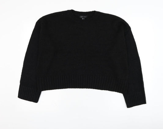 New Look Womens Black Round Neck  Acrylic Pullover Jumper Size L
