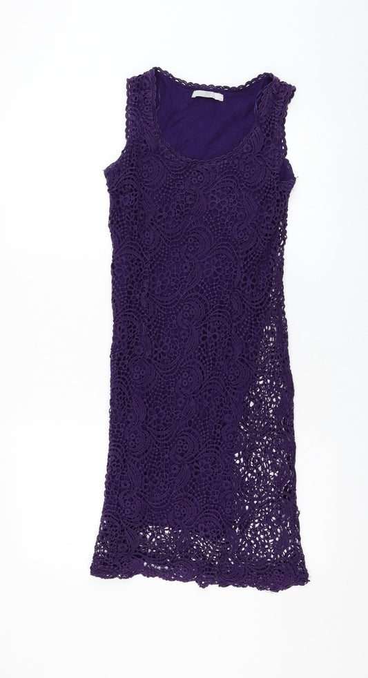 TU Womens Purple  Cotton Pencil Dress  Size 8  Round Neck Pullover