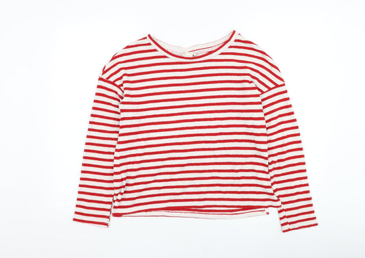 H&M Womens Ivory Round Neck Striped Viscose Pullover Jumper Size S