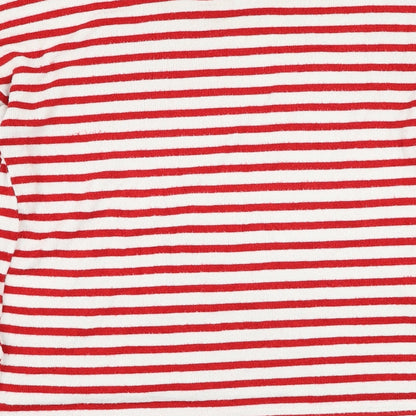 H&M Womens Ivory Round Neck Striped Viscose Pullover Jumper Size S