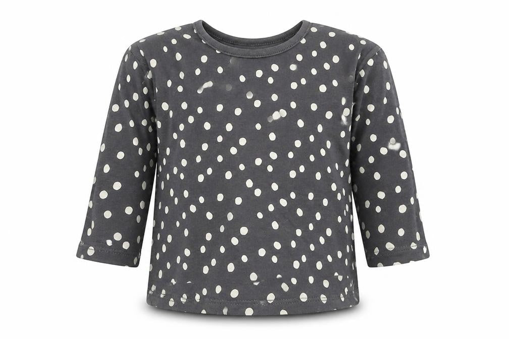George Girls Grey Polka Dot Cotton Basic T-Shirt Size 6-9 Months Round Neck Pullover