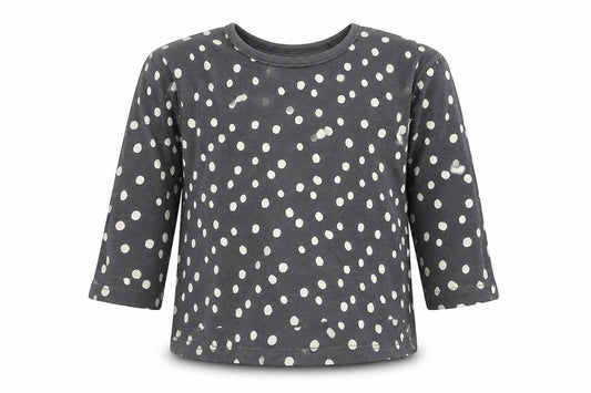 George Girls Grey Polka Dot Cotton Basic T-Shirt Size 6-9 Months Round Neck Pullover