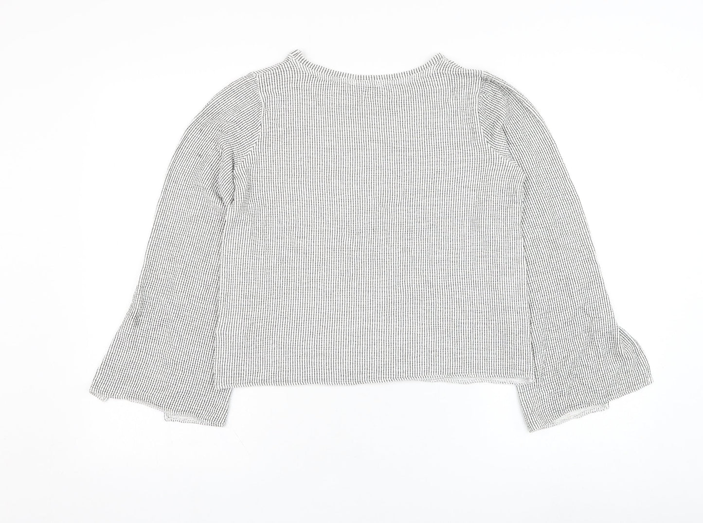 Zara Womens White Round Neck Check Viscose Pullover Jumper Size S