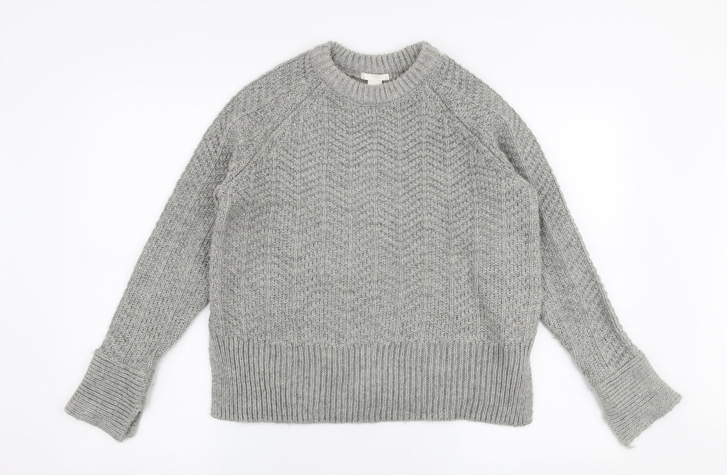 H&M Womens Grey Round Neck  Acrylic Pullover Jumper Size S