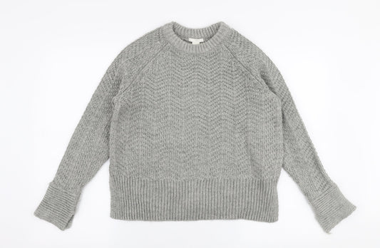 H&M Womens Grey Round Neck  Acrylic Pullover Jumper Size S