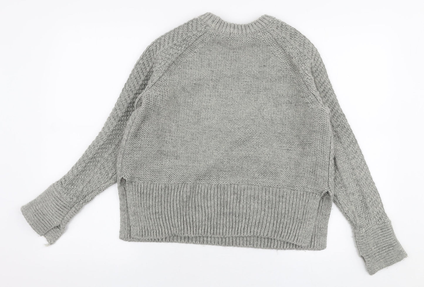 H&M Womens Grey Round Neck  Acrylic Pullover Jumper Size S