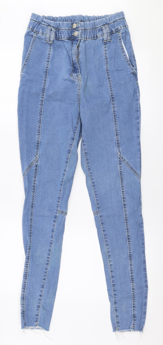 parasian Womens Blue  Cotton Skinny Jeans Size 12 L30 in Slim Zip