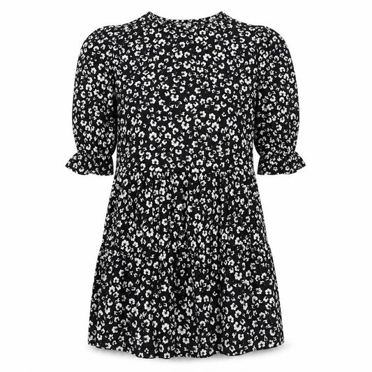 Papaya Womens Black Floral Polyester Trapeze & Swing  Size S  Round Neck Pullover - Smock dress