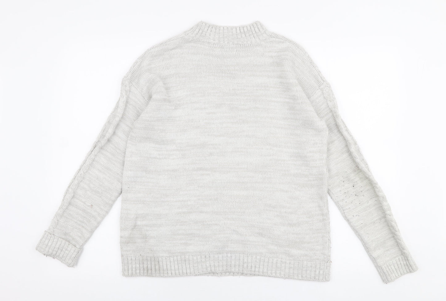 Papaya Womens Grey High Neck  Acrylic Pullover Jumper Size M