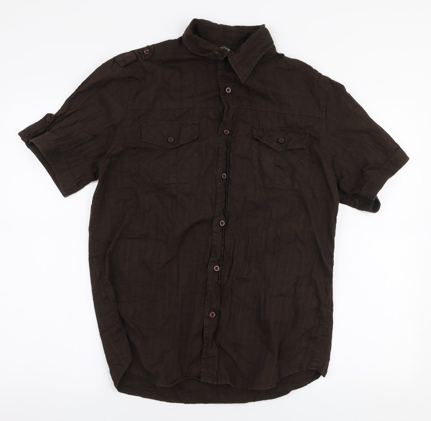 Cedar Wood State Mens Brown  Cotton  Button-Up Size L Collared Button