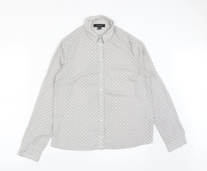 Atmosphere Womens Green Polka Dot Polyester Basic Button-Up Size 10 Collared
