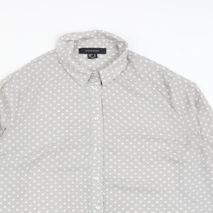Atmosphere Womens Green Polka Dot Polyester Basic Button-Up Size 10 Collared