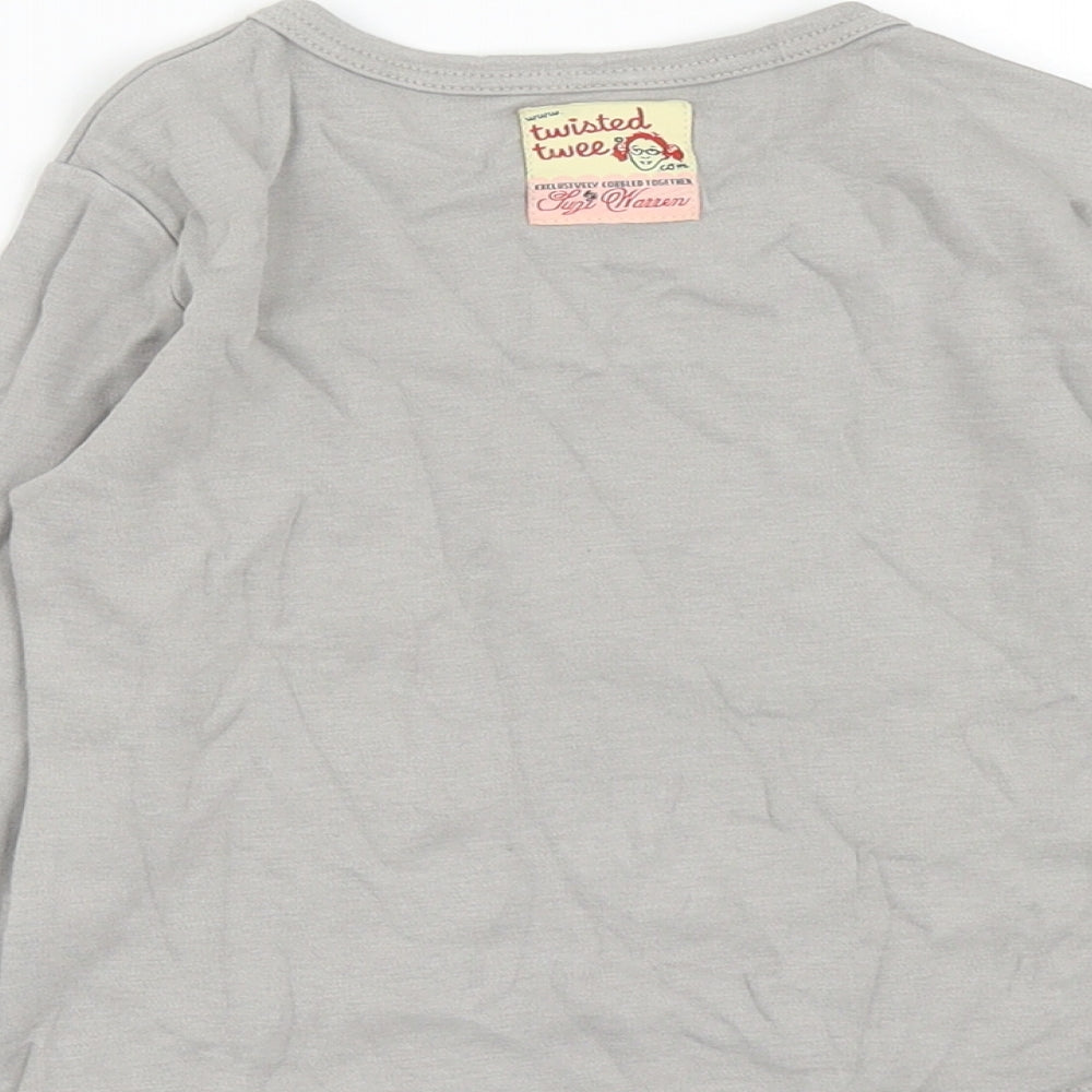 Twisted Twee Girls Grey  Cotton Basic Casual Size 2-3 Years Round Neck  - Acorn Print