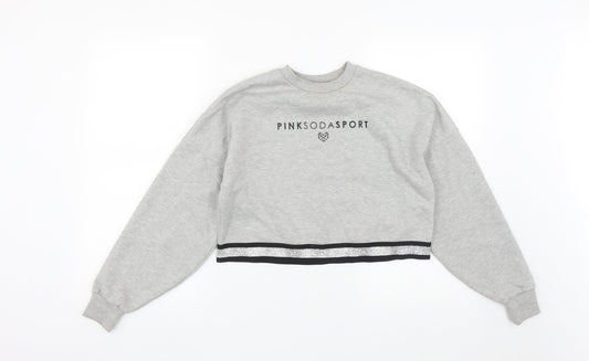 Pink Soda Womens Grey  Polyester Pullover Sweatshirt Size 6