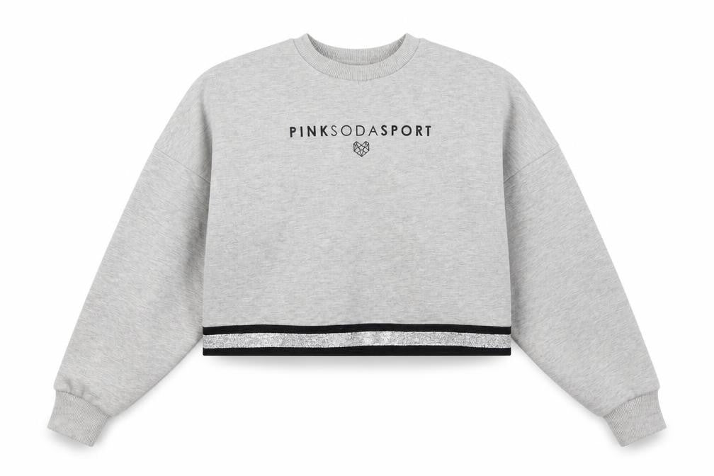 Pink Soda Womens Grey  Polyester Pullover Sweatshirt Size 6