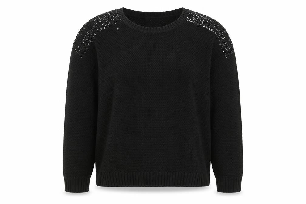 Klass Womens Black Round Neck  Acrylic Pullover Jumper Size M