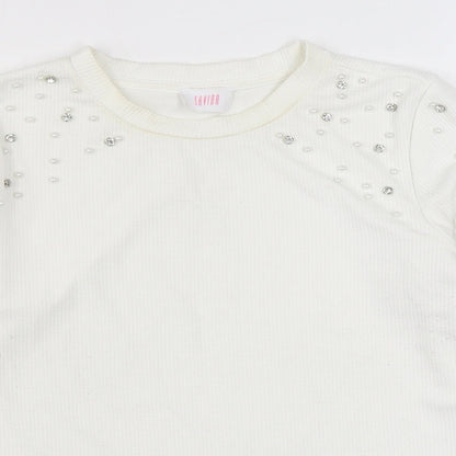 Savida Womens White Roll Neck  Polyester Pullover Jumper Size XL