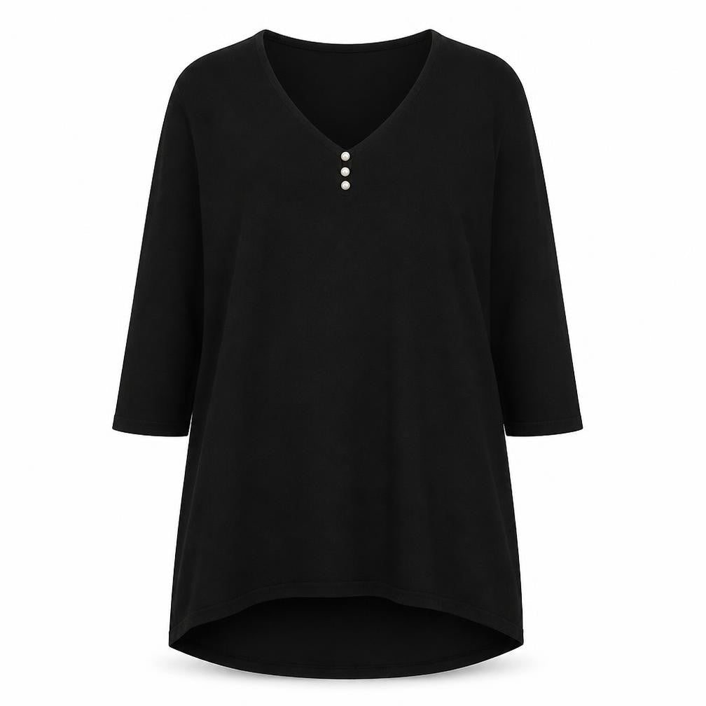 Michele Hope Womens Black  Viscose Jumper Dress  Size 10  V-Neck Pullover