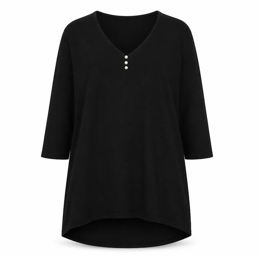 Michele Hope Womens Black  Viscose Jumper Dress  Size 10  V-Neck Pullover