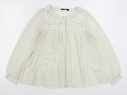 Soma Womens Beige  Polyester Basic Blouse Size S Round Neck