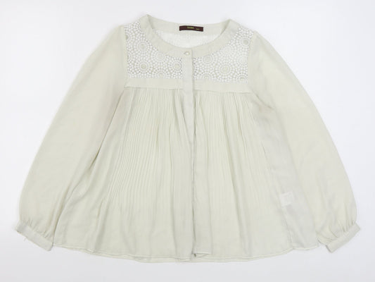 Soma Womens Beige  Polyester Basic Blouse Size S Round Neck