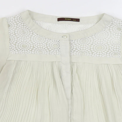 Soma Womens Beige  Polyester Basic Blouse Size S Round Neck
