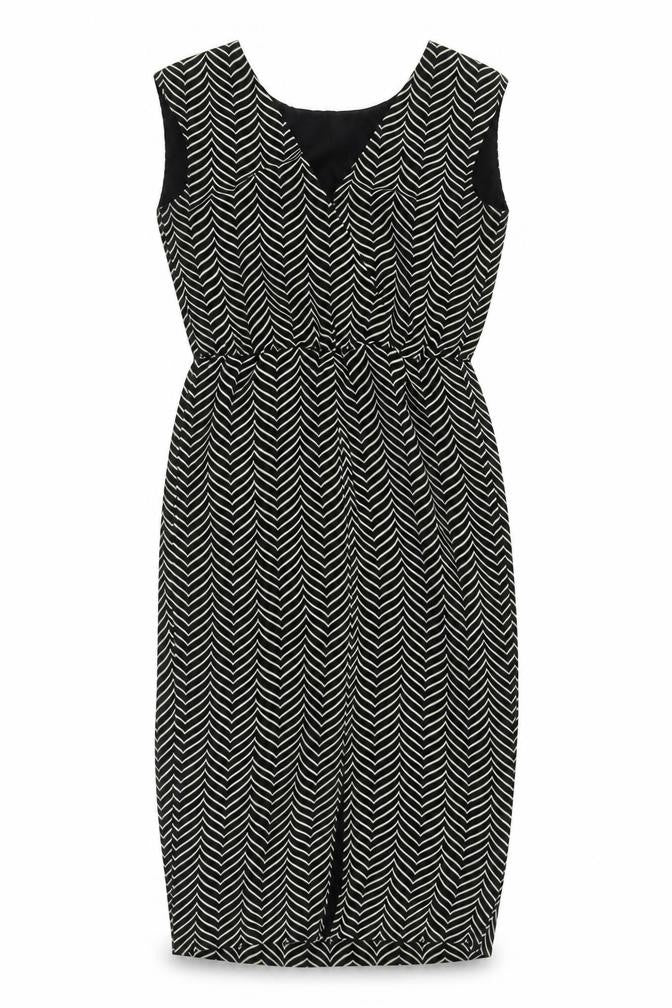 NEXT Womens Black Herringbone Polyester Sheath  Size 8  V-Neck Pullover