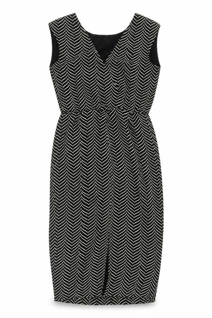 Next Womens Black Herringbone Polyester Sheath  Size 8  V-Neck Pullover