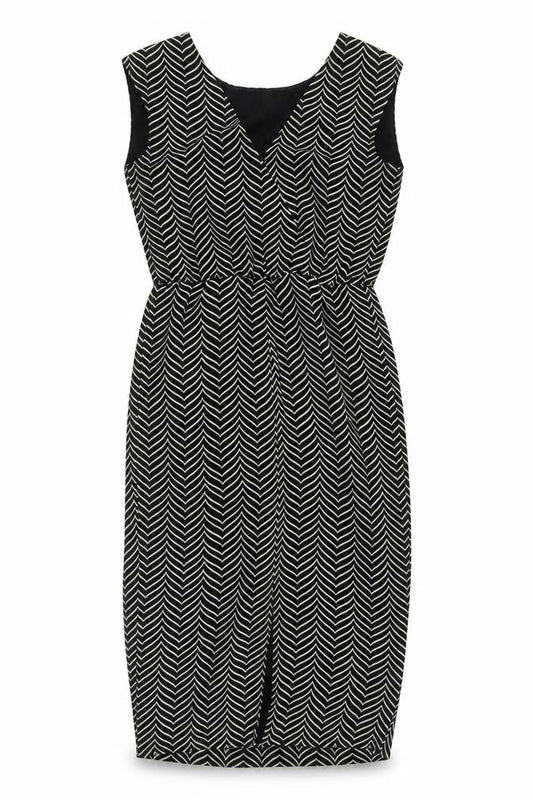 Next Womens Black Herringbone Polyester Sheath  Size 8  V-Neck Pullover