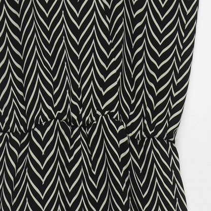 Next Womens Black Herringbone Polyester Sheath  Size 8  V-Neck Pullover