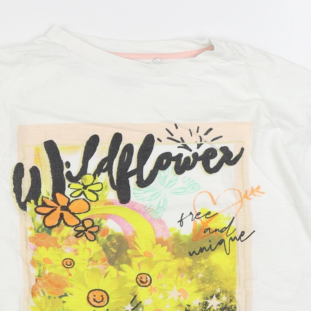 NEXT Girls White  100% Cotton Basic T-Shirt Size 9 Years Round Neck Pullover