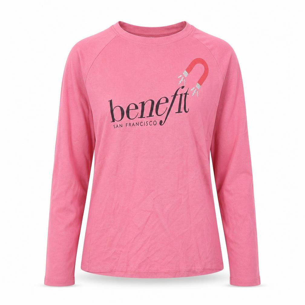 Benefit Womens Pink  Cotton Pullover Sweatshirt Size 10  Pullover