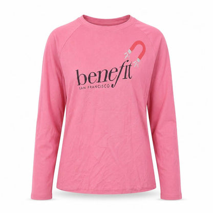 Benefit Womens Pink  Cotton Pullover Sweatshirt Size 10  Pullover