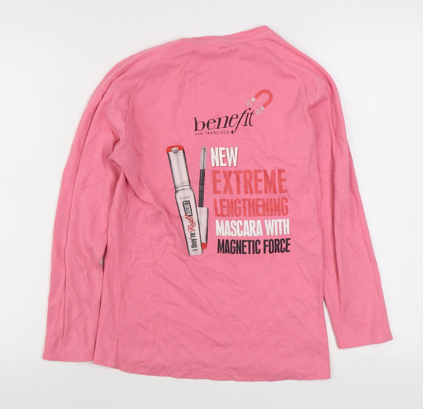 Benefit Womens Pink  Cotton Pullover Sweatshirt Size 10  Pullover