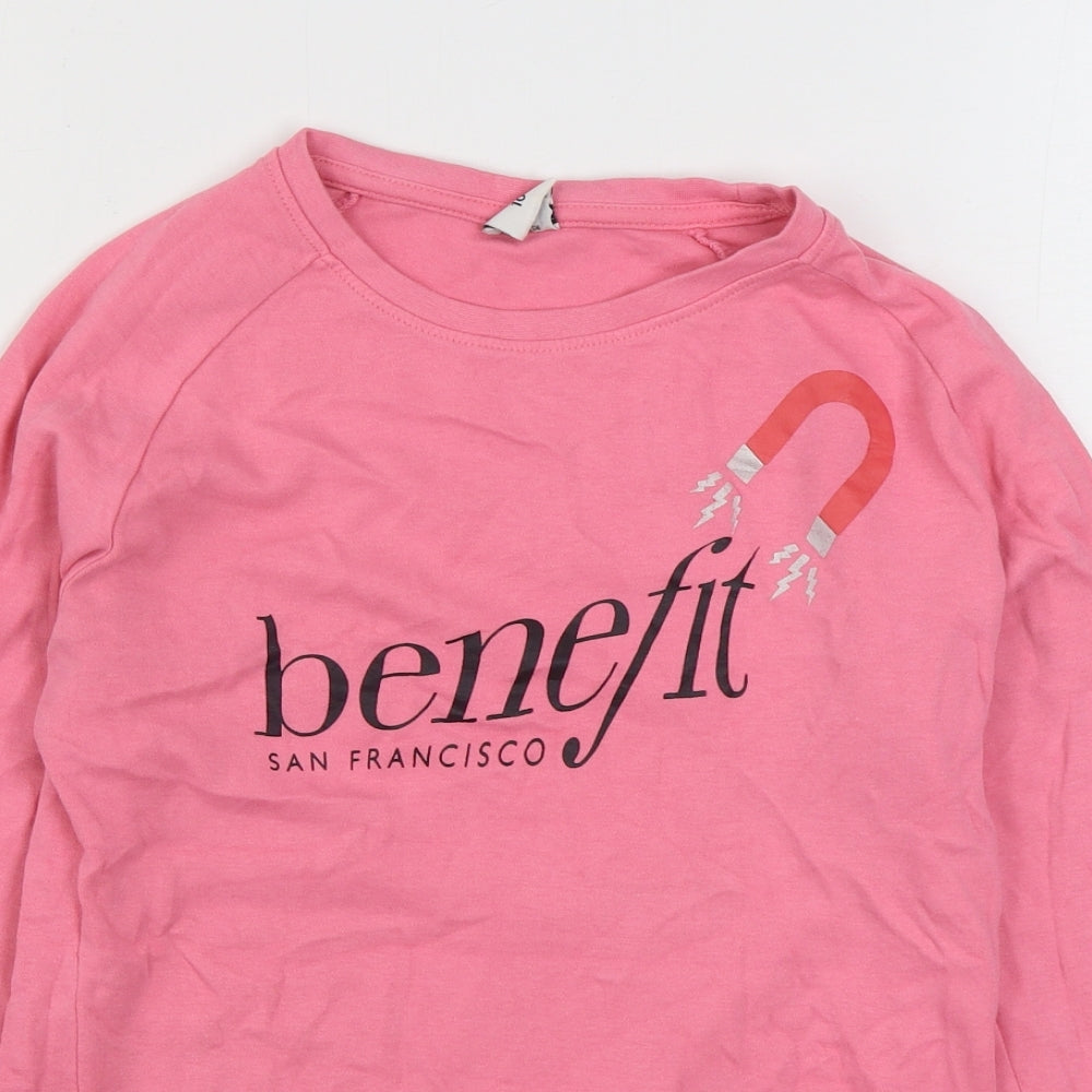 Benefit Womens Pink  Cotton Pullover Sweatshirt Size 10  Pullover