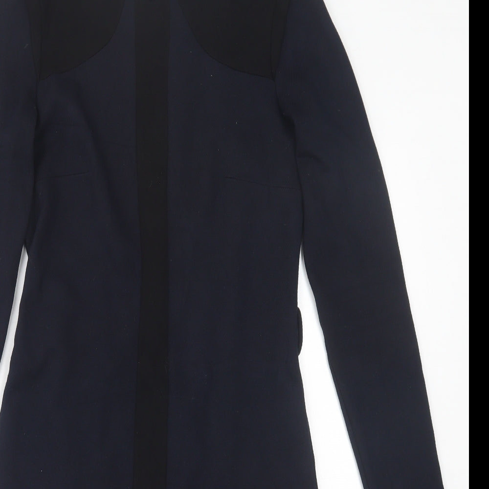 Mango Womens Blue  Viscose A-Line  Size M  Crew Neck Zip