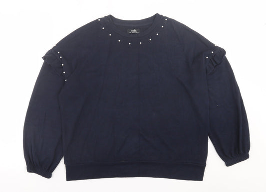 Wallis Womens Blue Crew Neck  Polyester Pullover Jumper Size S